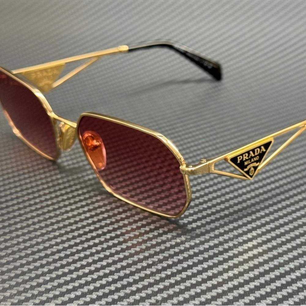 Prada Gold Frame Sunglasses with Red Lenses